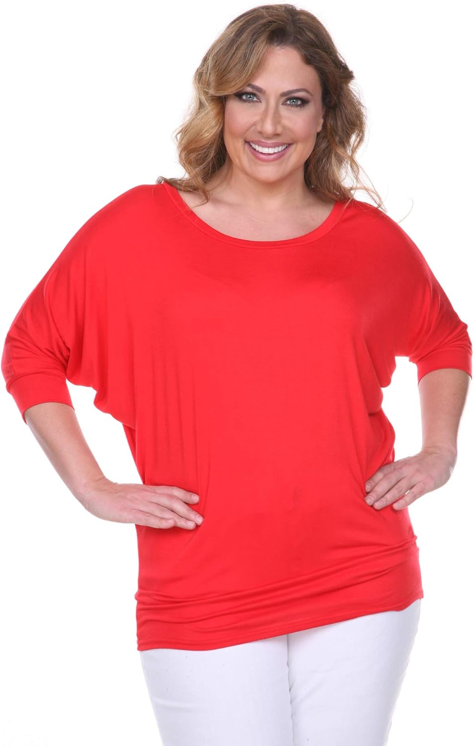 white mark PS124 Plus Size Bat Sleeve Tunic Top