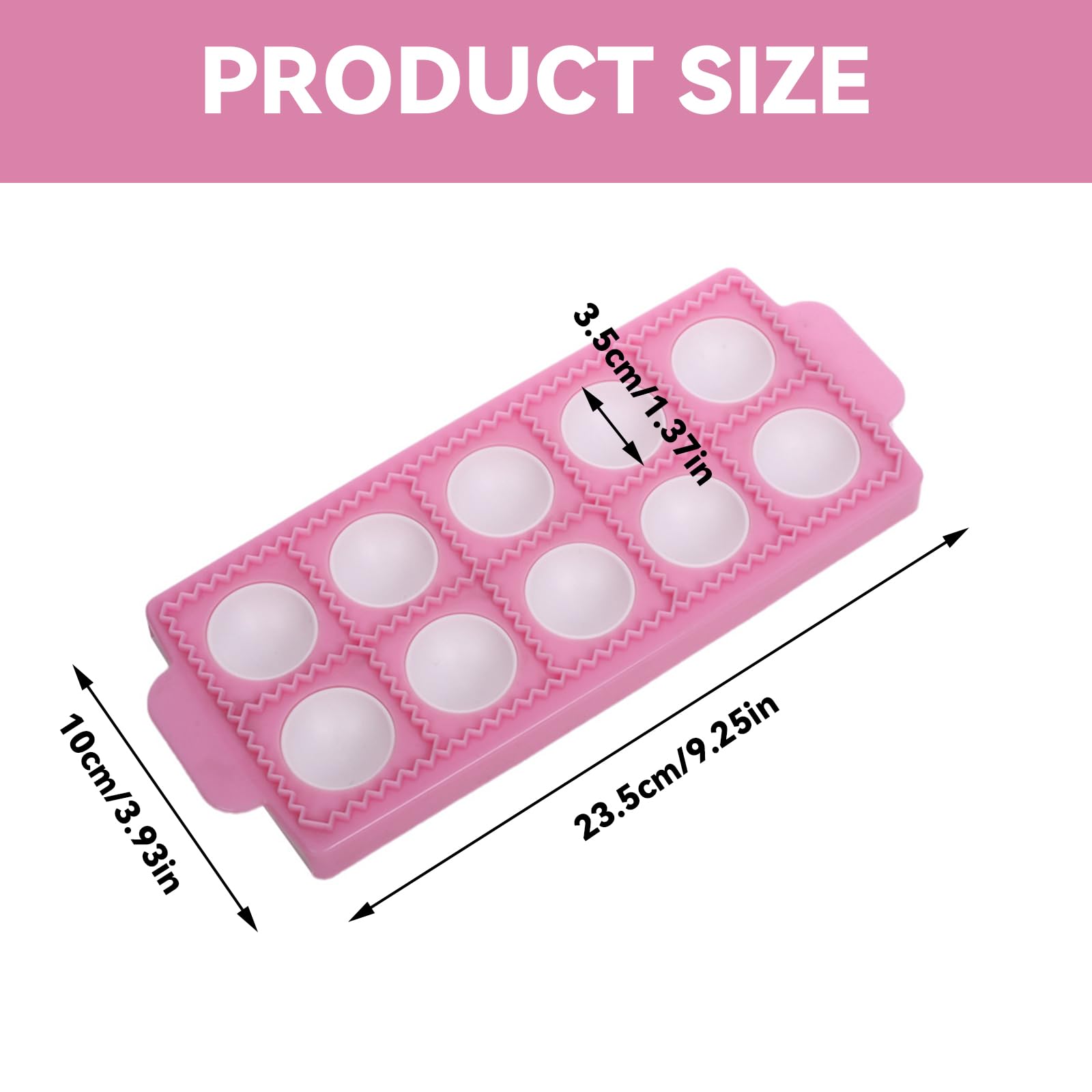 BringLucky One Piece Professional Dumpling Pastry Maker Mold, Manual Ravioli Maker, Pink, Plastic, 10 Molds - Image 2