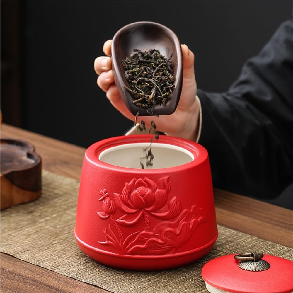 LAPADULA Pojemnik na herbatę ceramiczny zbiorczy zbiornik do przechowywania herbaty pusty zbiornik duży uszczelniony zbiornik do przechowywania herbaty dom zielona herbata czarna herbata zbiornik do