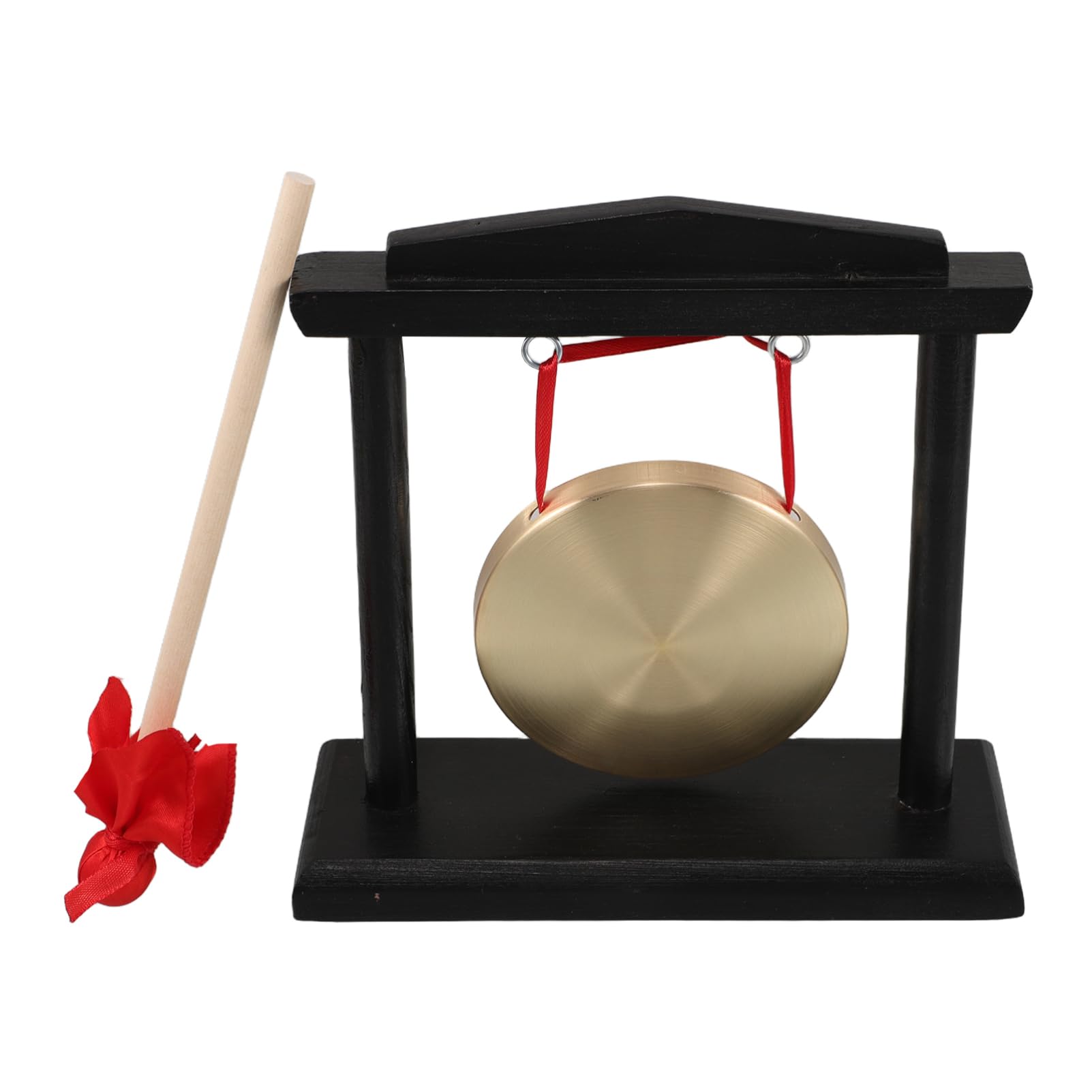 Yardwe Cabbage Wood Gong Rack 10cm Diameter Brass Gong Meditation Sound Healing Decorative Instrument