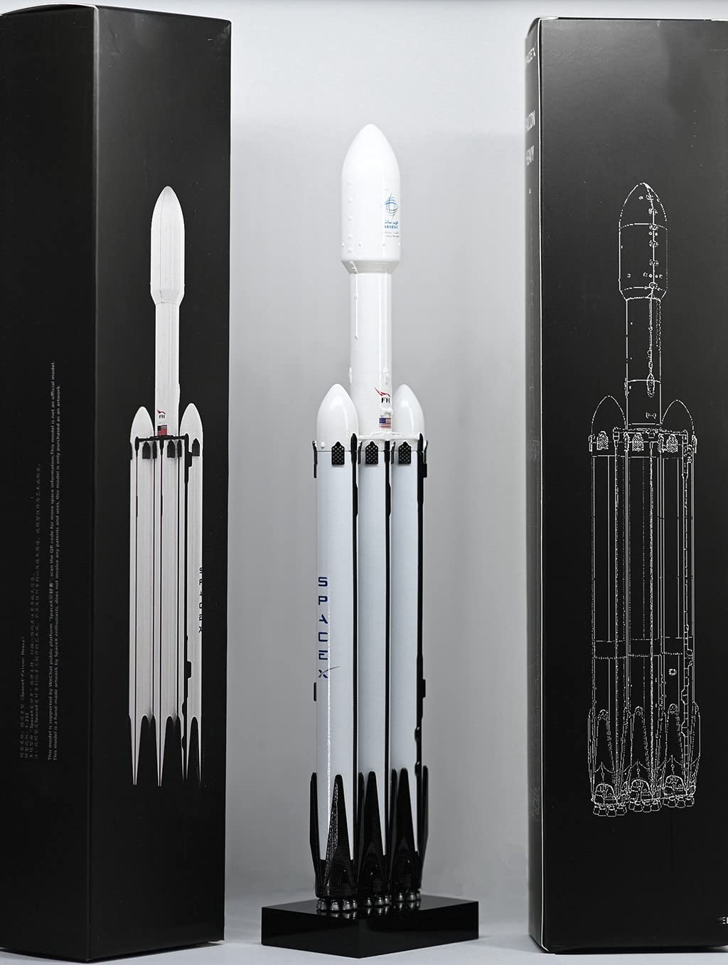 REHOOF Modello di Razzo Falcon 9 1:233 Modello di Razzo Super Pesante di Astronave Fan dello Spazio Souvenir Amanti del Modello da Collezione per Bambini Adulti, 4Pcs