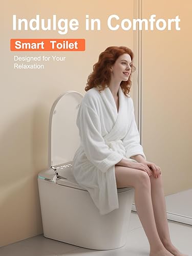 Miniatura 9 de Inodoro inteligente con bidé, tapa de apertura y cierre automático, asiento con calefacción, secadora, luz nocturna, pantalla LED, doble descarga