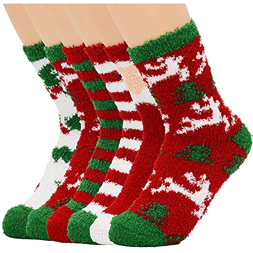 Image of 6 Pairs Women Fuzzy Socks Microfiber Warm Winter Sleep Fluffy Socks