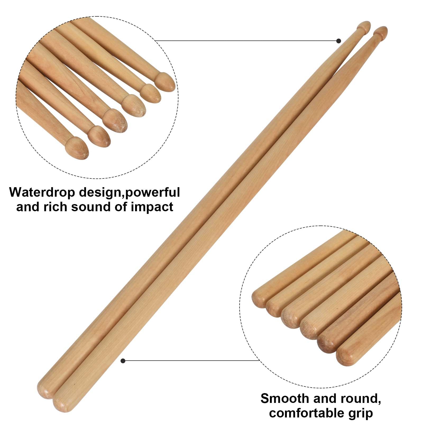 6 Paires Baguettes De Batterie 5A Ou 7A - En Bois D'Érable Pour Débutants Et Pros - Pointe Ovale