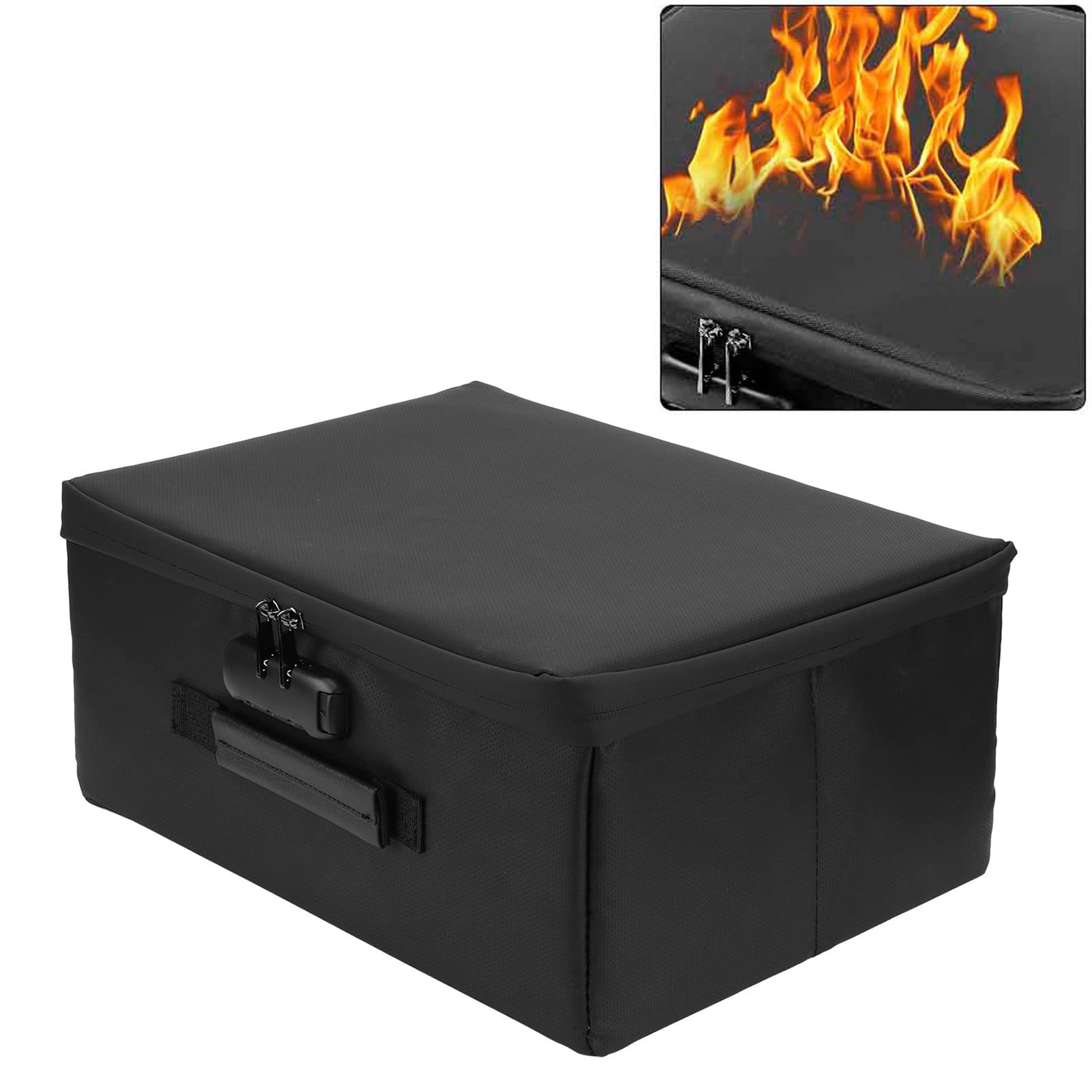 Tyenaza Borsa per Documenti Ignifuga, Scatola per Archiviazione, Scatola per Documenti Ignifuga Portatile Impermeabile Resistente alle Alte Temperature con Serratura per Viaggi in Ufficio