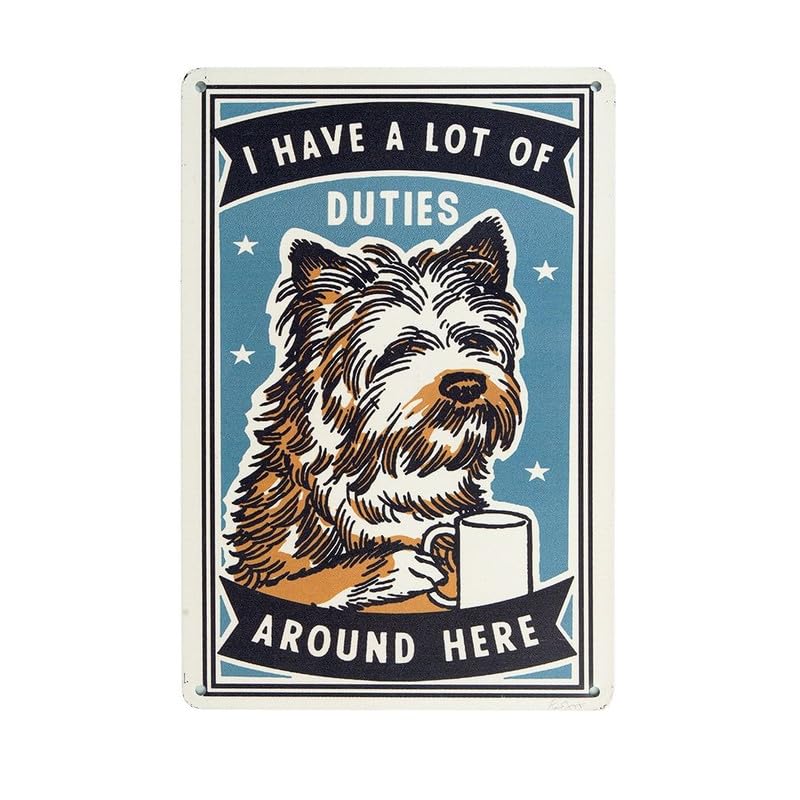 Image of Eazywagon Decorative Retro Metal Signs Wall Plate - 12x8 Inch (I Have a Lot of Duties) | Weatherproof Vintage Metal Sign Plate for Cafe, Home, Bar, Garage | Decorative Wall Hanging Sign Board