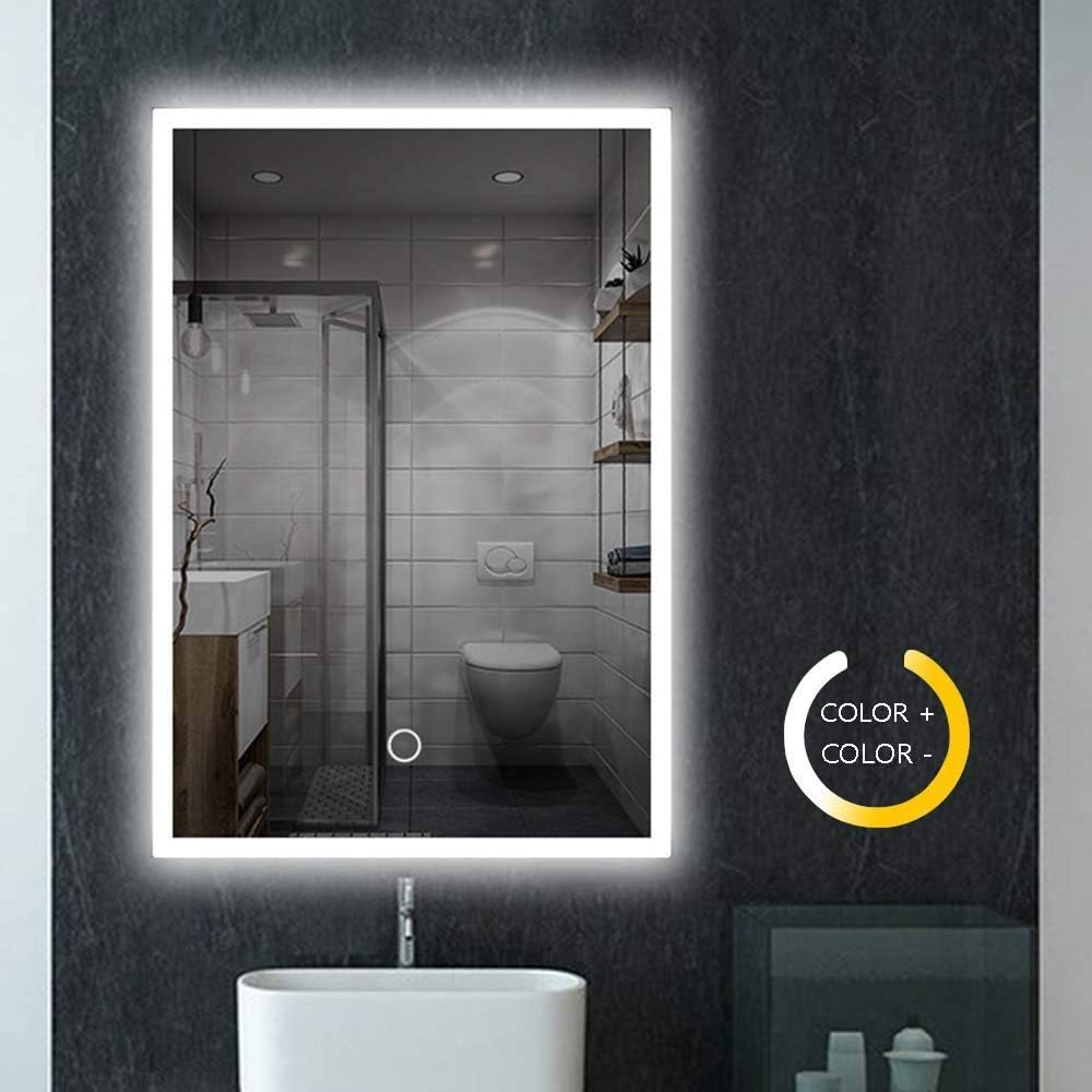 Namotu Wall Mounted LED Mirrors, 32x24inch Lighted Bathroom
