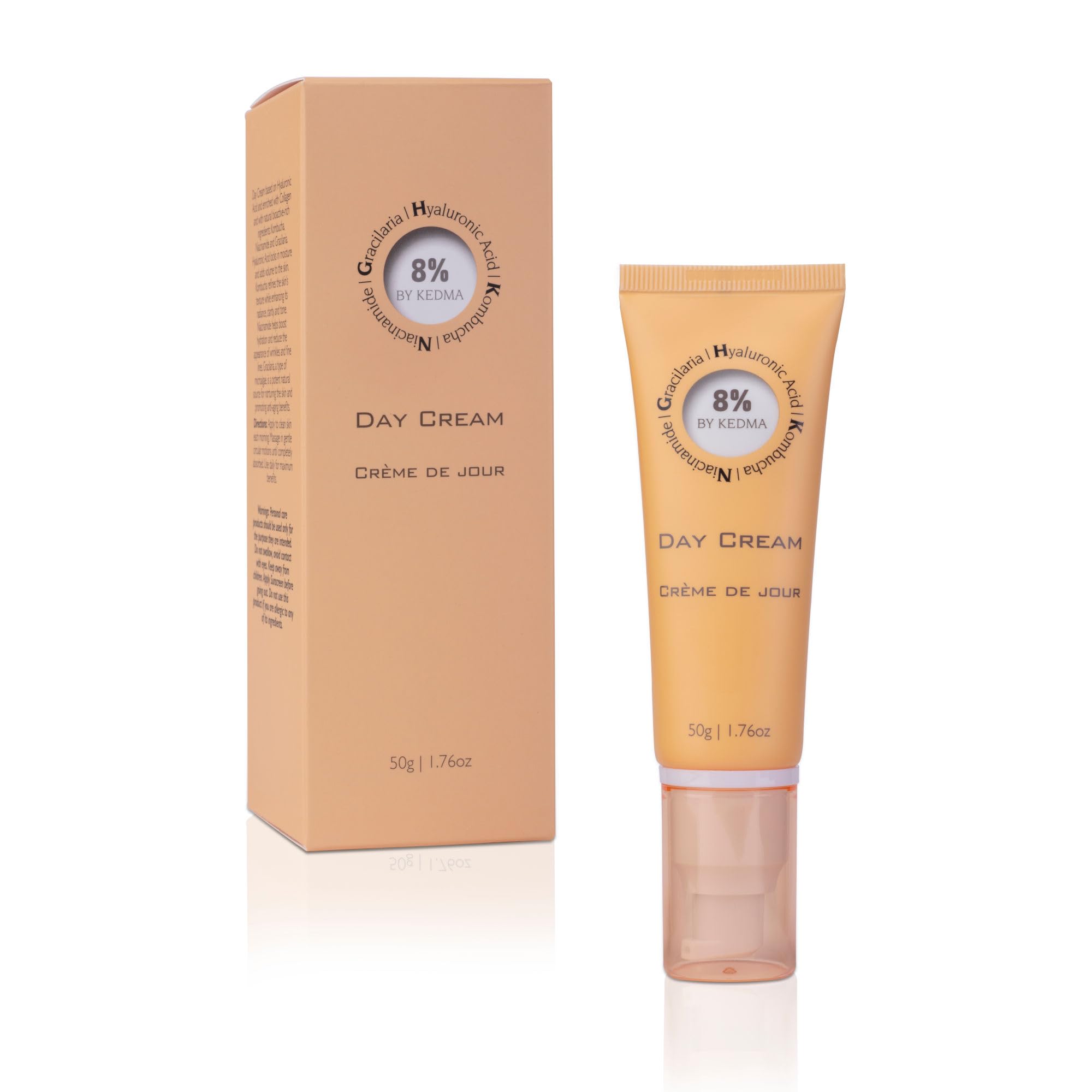 8%, Hydrating Day Cream with Hyaluronic Acid and Collagen, Radiance & Firmness, With Kombucha and Niacinamide