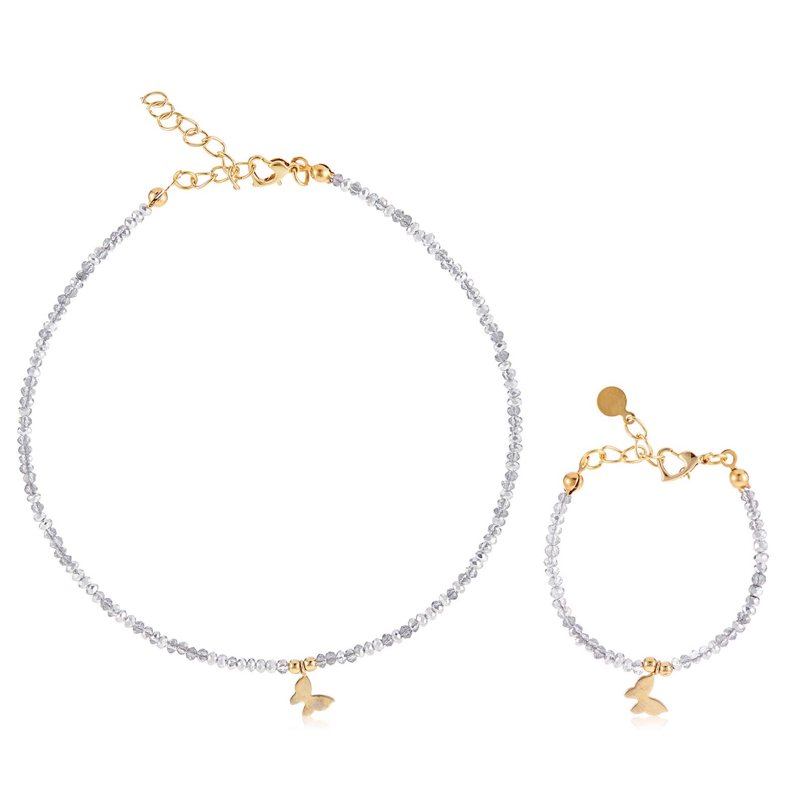 AlwanNew Gold Plated Necklace and Bracelet with Butterfly for Kids - EE3862XSSHS