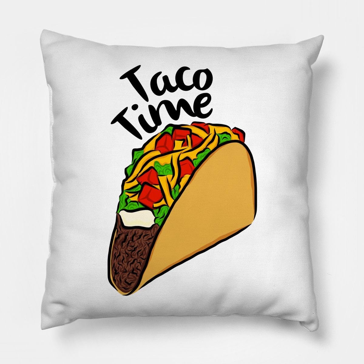 CRAFT MANIACS Cute Taco Pun 16 * 16 Pillow with Filler Inside Best Friendship/Rakshabandhan Day Gift for Your Special Friend/Sibling (TACO TIME)