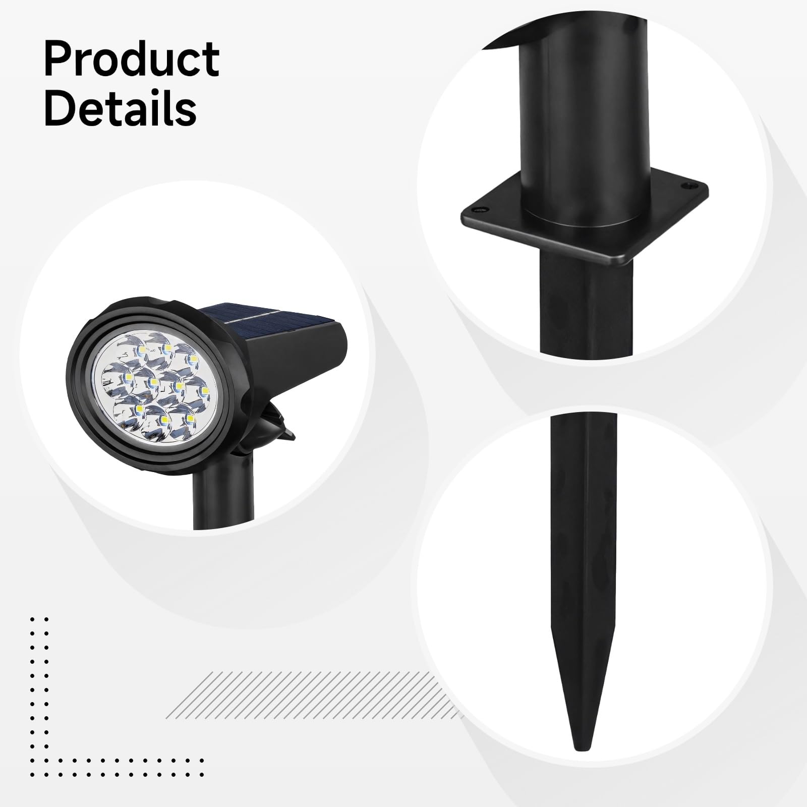 2 faretti solari per la decorazione del giardino esterno, luci di proiezione solare, illuminazione paesaggistica, bianco caldo e RGB, facile installazione, impermeabile, risparmio energetico