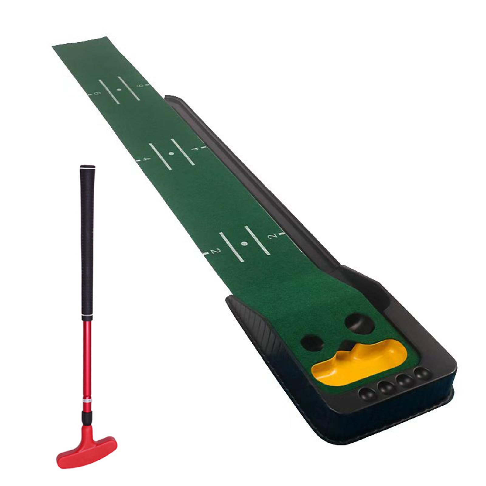 Tapete de Putting Interior con Retorno automático de Bola, Entrenador de césped portátil para casa Oficina Patio Garaje, Ayuda de alineación, Regalo para Hombre papá Esposo