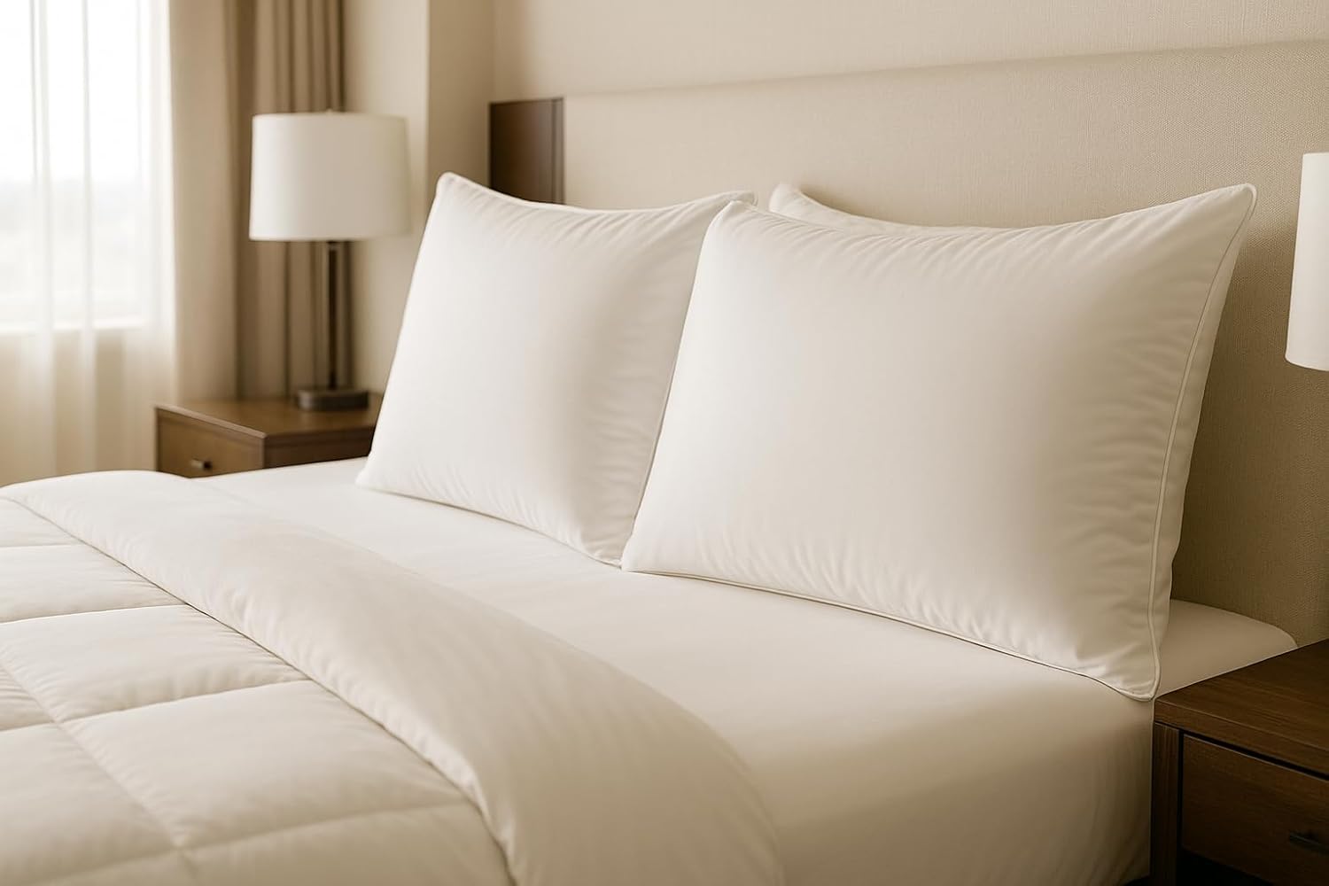 Down Alternative Bed Pillows – Soft & Supportive Hypoallergenic Sleep Pillows, Breathable Cotton Cover, Premium Comfort Feel (Queen (Set of 2))