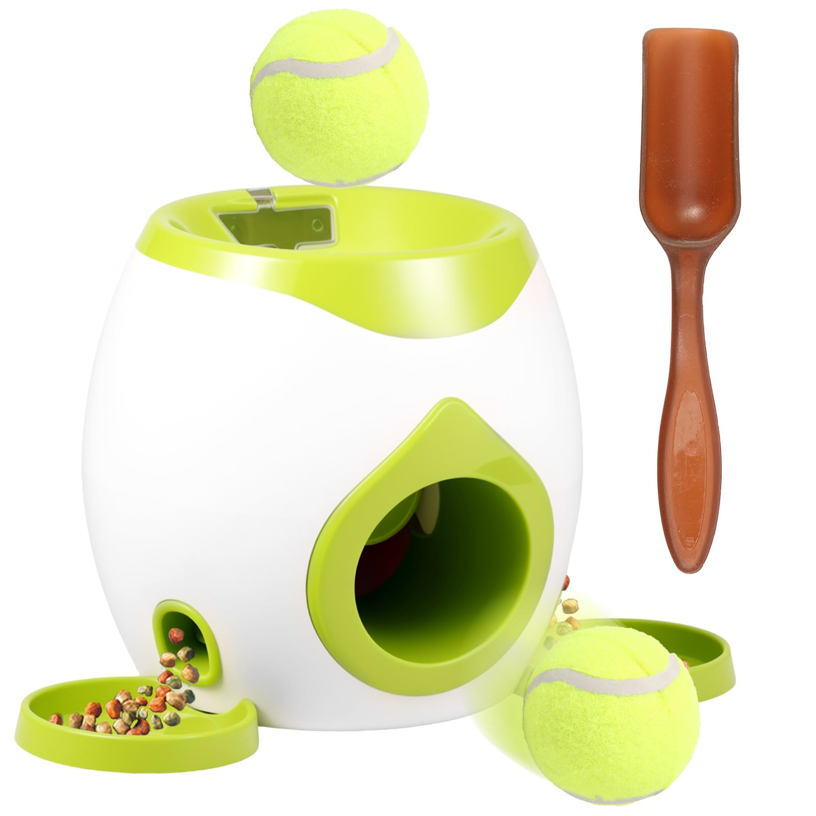 Dog Ball Launcher con distributore automatico di dolcetti, giocattolo interattivo per cani con 2 palline da tennis per cani di piccola e media taglia, puzzle per cani di lunga durata con
