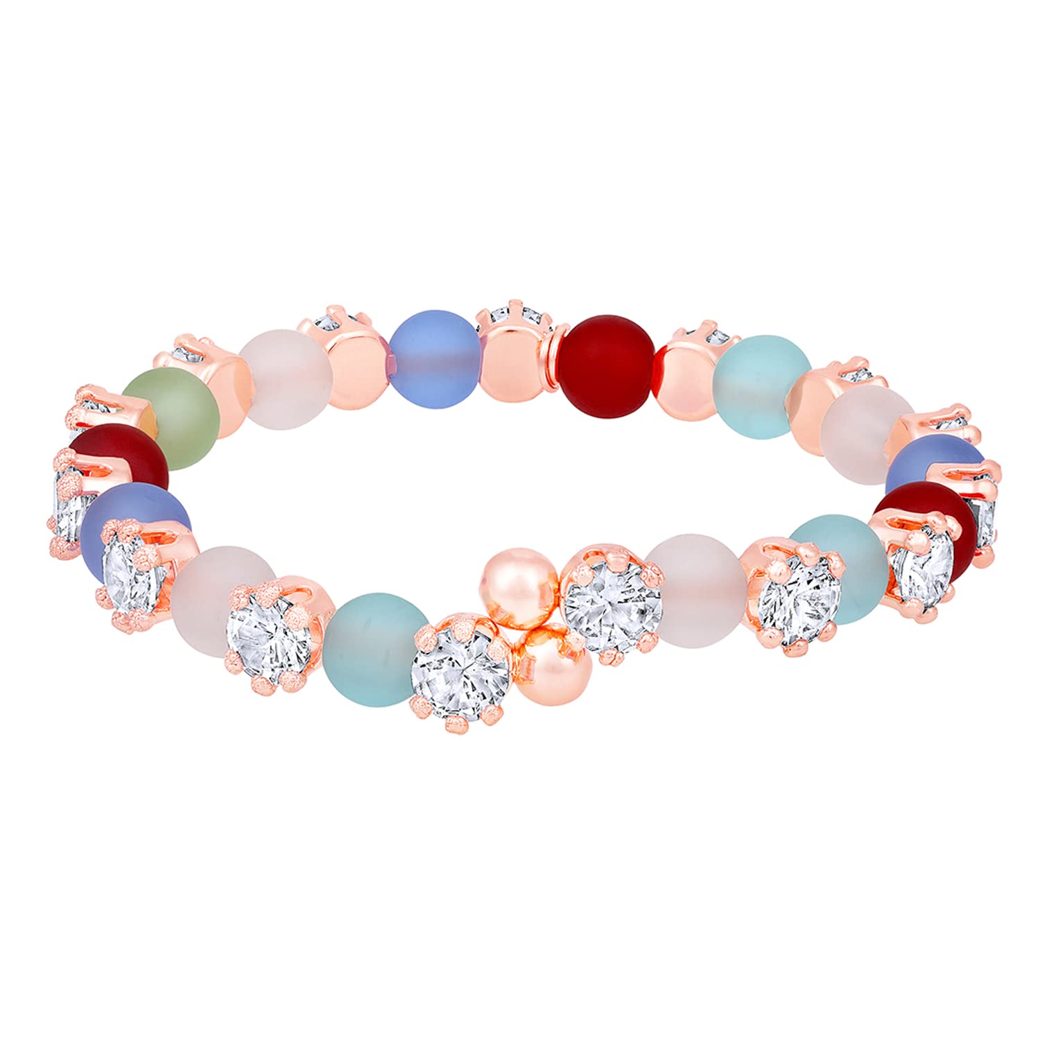 Mahi Rose Gold Plated Adjustable Bracelet with Multicolor Beads and Cubic Zirconia Stone for Women (BR1101007ZMul) (B0BN8B3M6J) Amazon Price History, Amazon Price Tracker