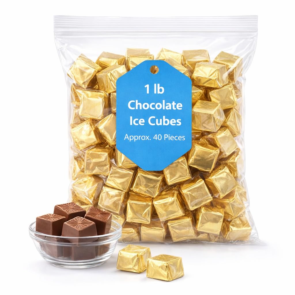 Ice Cube Chocolate – 1 lb Bag, Approximately 40 Pieces, Bulk Chocolate Cubes for Candy Jars, Parties & Snacking
