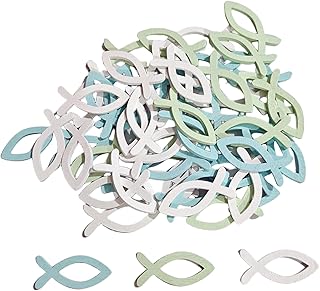 Pack of 90 Wooden Fish Cutouts for Baptisms Communion Ceremonies Table Scatter Decors Party Supplies