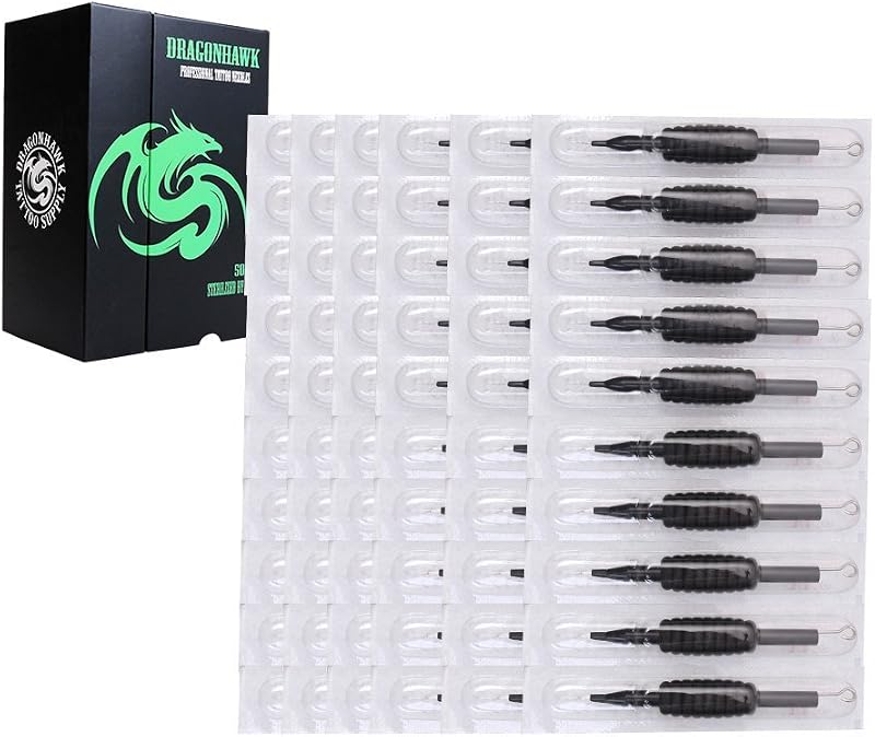 Dragonhawk Kit com 60 agulhas e tubos para tatuagem, tamanhos variados
