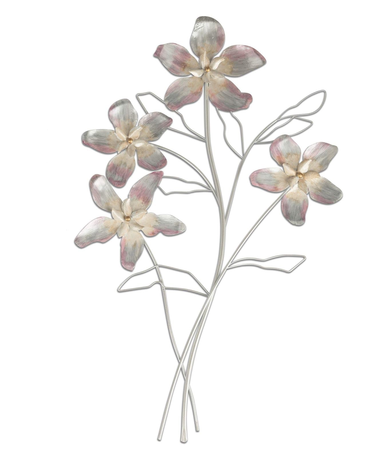 Tenture murale métal 3D fleurs nacrées formano 61 cm pour déco de maison
