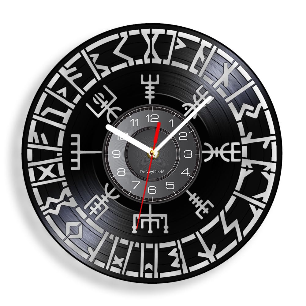 Horloge murale Viking en vinyle de 30 cm de diamètre pour salon