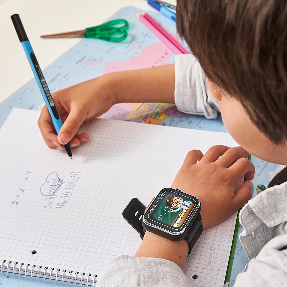 VTech - KidiZoom SmartWatch Max Noire, Montre Digitale Enfant, Photo, Selfie, Vidéo, Écran Tactile Horizontal, Jouet High-Tech, Cadeau Enfant et Ado de 5 Ans à 14 Ans - Contenu en Français