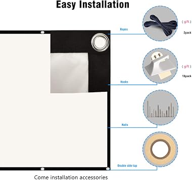 Projector Screen 100 Inch 16:9 HD 4K, Wrinkle-Free Foldable Portable Movie Screen for Indoor Outdoor Home Theater Cinema