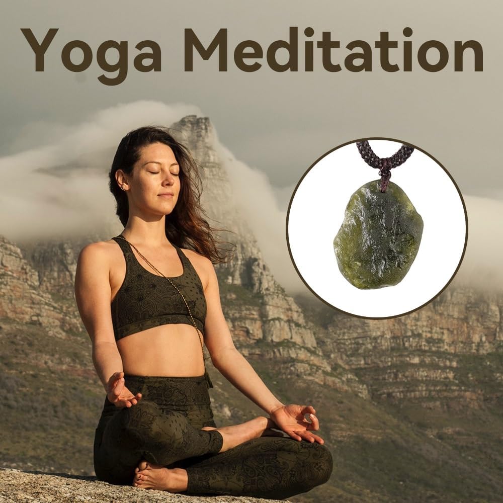 Moldavite Crystal Necklace,Raw Czech Meteorite Stone Certified Healing Crystal Pendant,Green,Irregualr Shape - Image 6