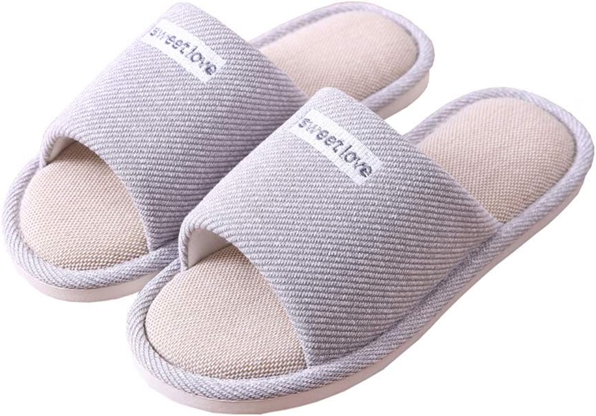CliontWomen's Cute Cat Soft Indoor Slippers Open Toe Cotton Slip on Home Shoes House Couple Slippers