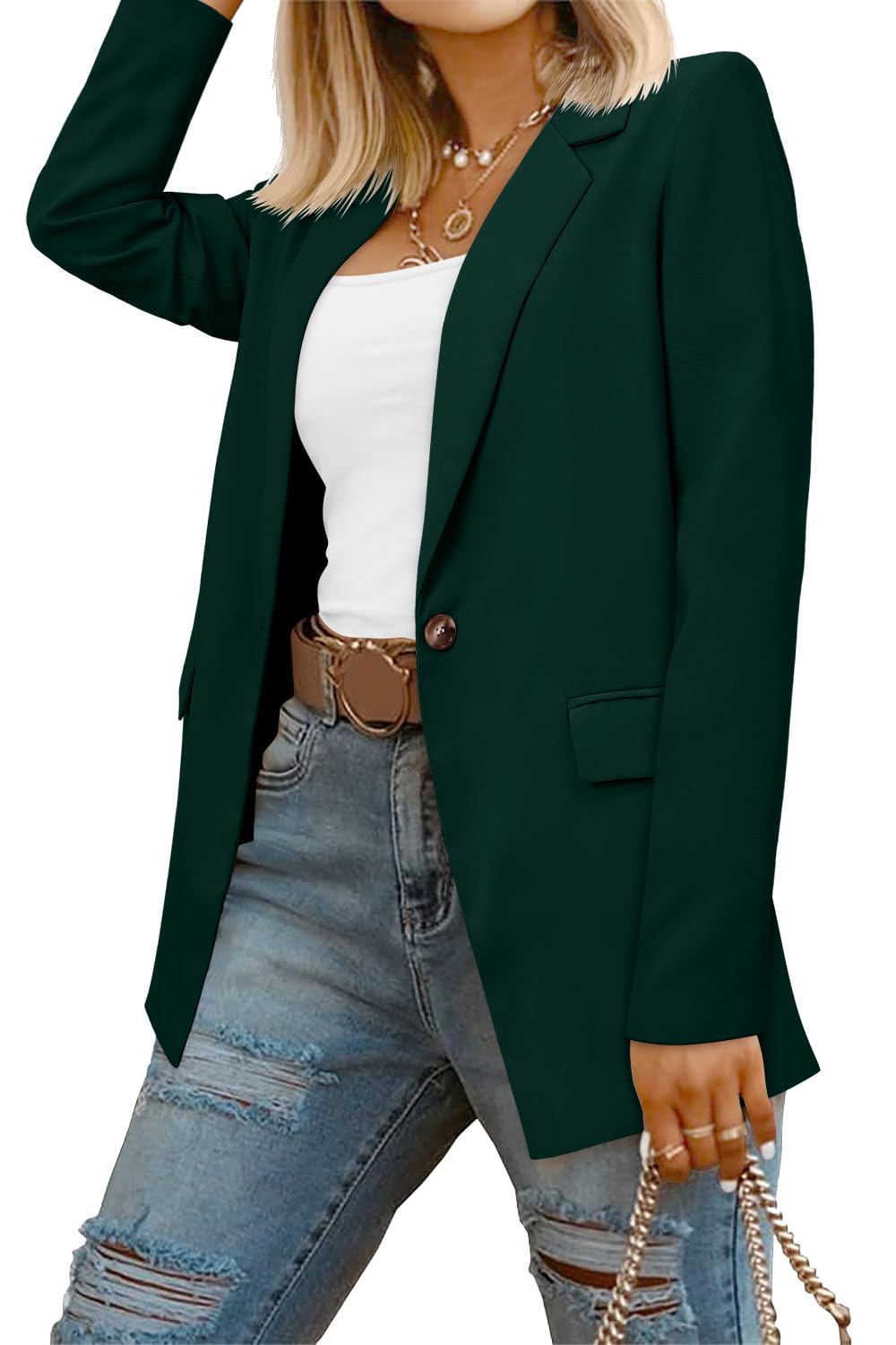 CRAZY GRID Women Business Casual Blazers with Lined Professional Work Suit Jacket with Pockets