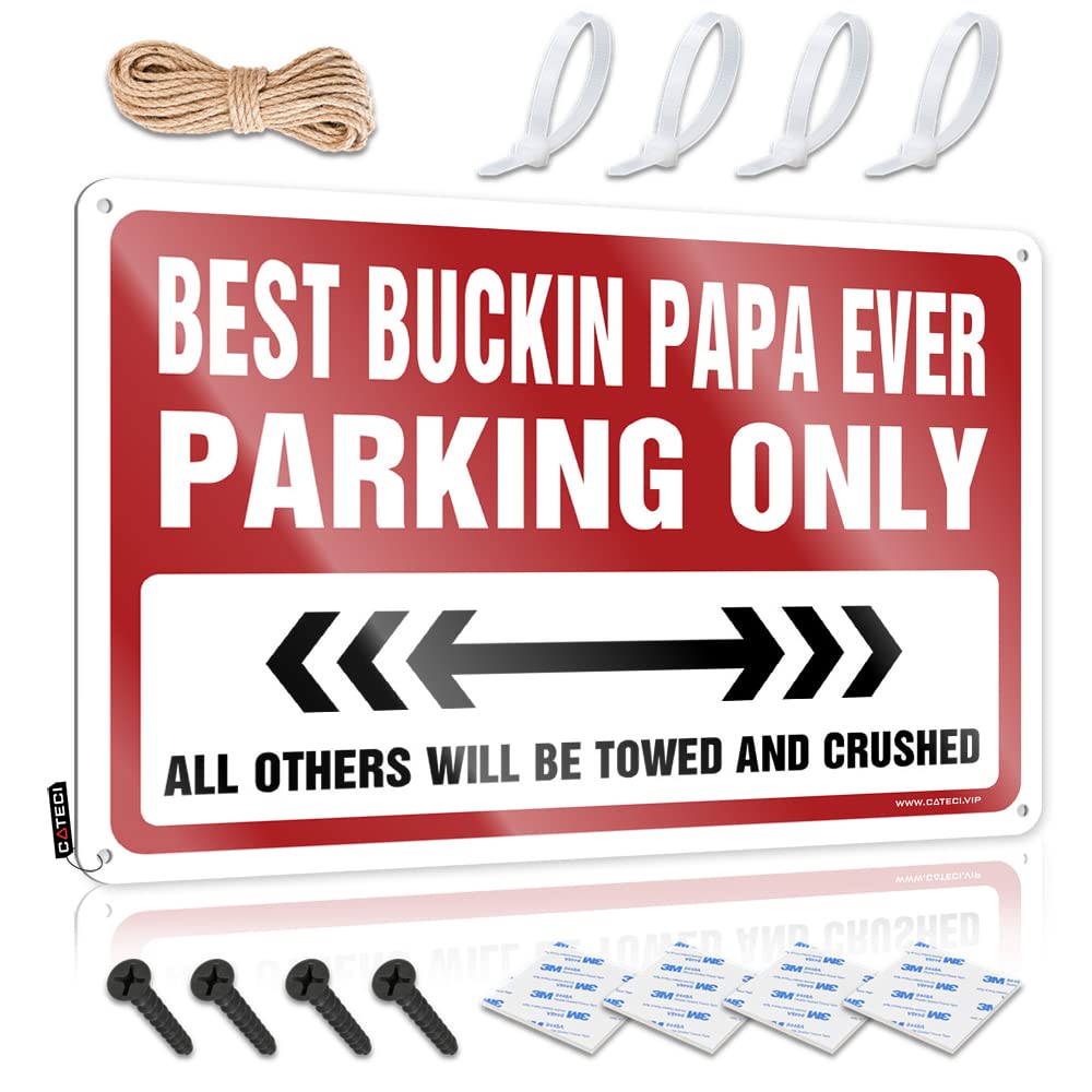 Teenage Old Funny Wall Art - Best Buckin Papa Ever Parking Only Rustic Wall Art Reusable Easy Hang For Shed(30X40CM)