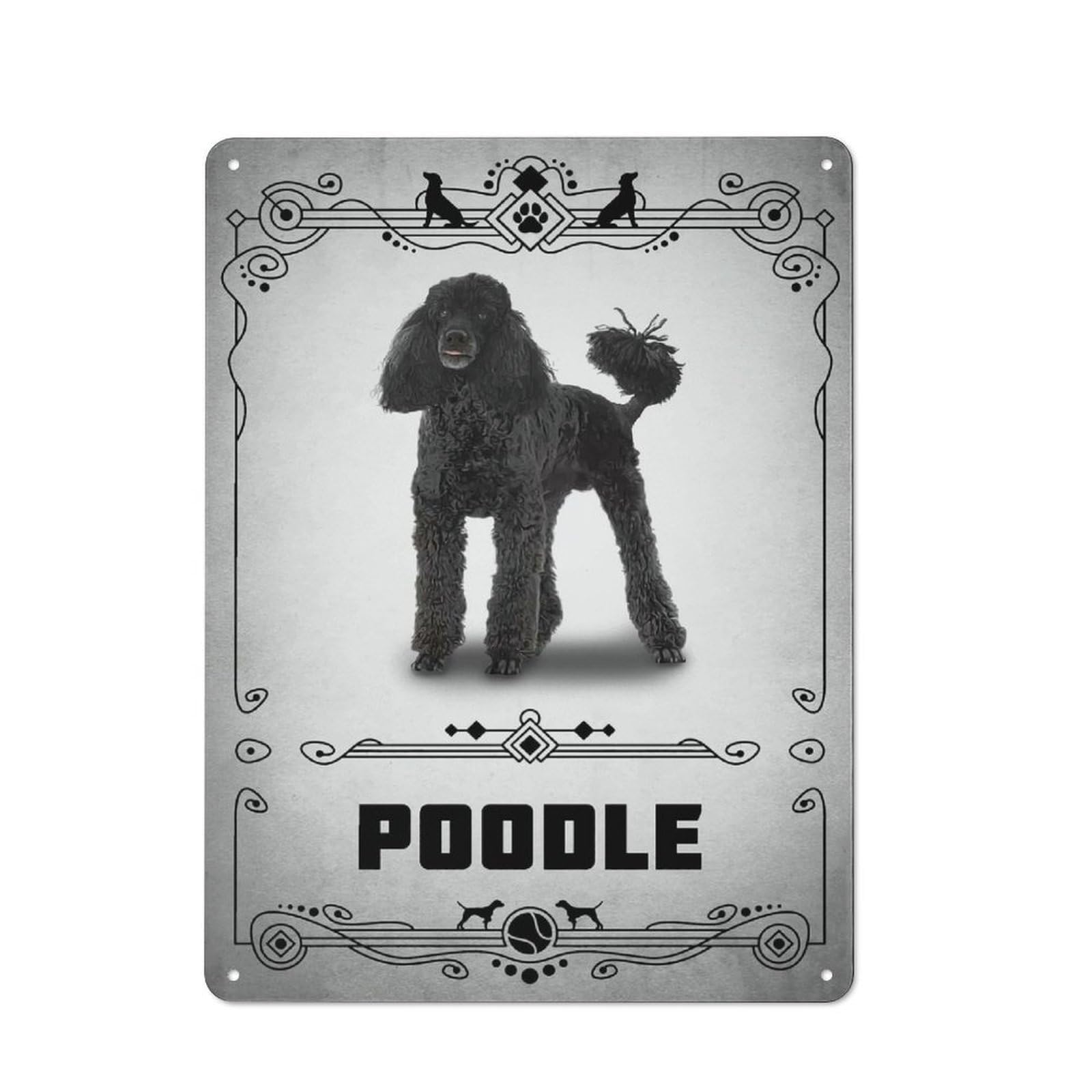 Junmoney Style-12 Metal Plaque 40X30cm With Poodle For Pub Or Café, Vintage Decor, For Metal Sign Collectors, For Vintage Wall Decor Fans