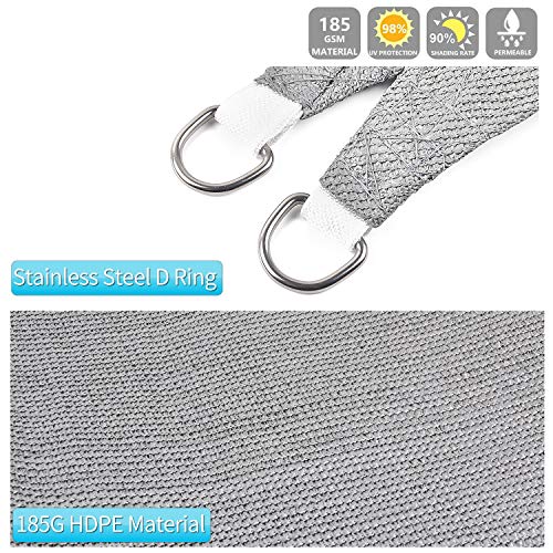 Sposuit 10\' x 13\' Rectangle Sun Shade Sail with Hardware Kit Set - UV Block Canopy Shade Cover for Deck Patio Pool Yard Garden Outside, UV-Resistant, Grey