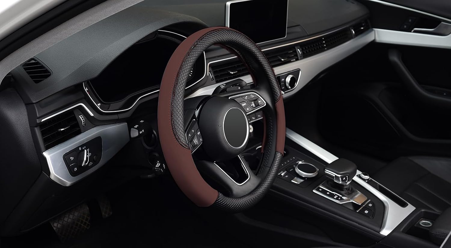 LABBYWAY Steering Wheel Cover, Universal Fit 15 Inch Microfiber Leather Car Wheel Protector, Anti-Slip, Brown image 4