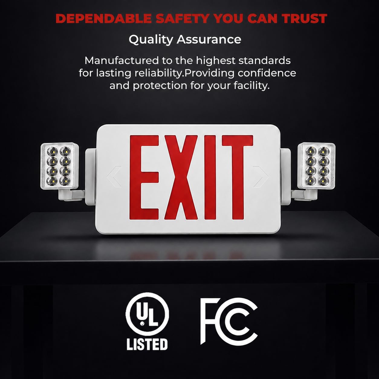 8 Pack Double Sided LED Emergency EXIT Sign Combo, Two LED Lights