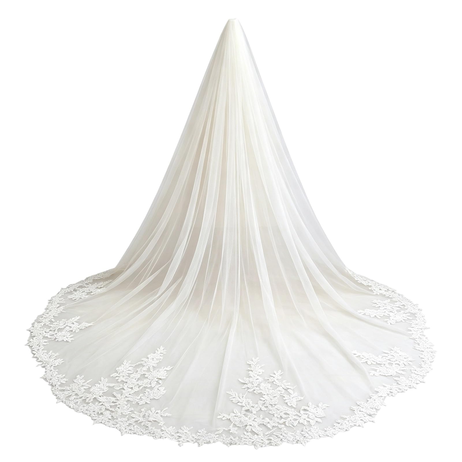 Luksusowy Welon Ślubny Katedralny - Długi Welon Ślubny Z Tiulu Z Grzebieniem Dla Eleganckich Akcesoriów Panny Młodej(138x118")