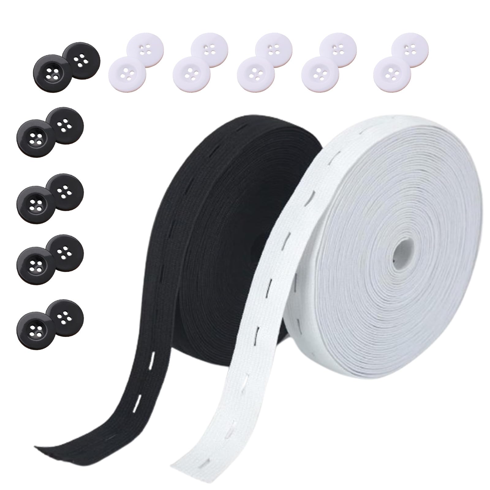 25 meter elastiek om te naaien, kies kleur en dikte, elastiek om te naaien, elastisch voor kleding en knutselwerk, wit of zwart, wit, 20 mm