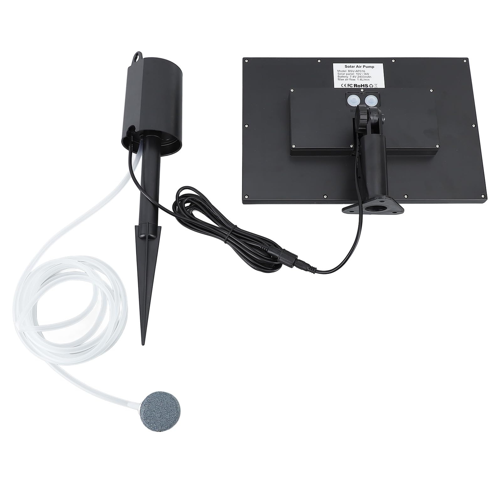 Solar-Teichbelüfter-Sauerstoffpumpe, Effiziente Sauerstoffversorgung, Solar-Luftpumpe mit 10 V 8 W Solarpanel, Einstellbarer Luftstrom, IP64 Wasserdicht für Kleine Aquarien,
