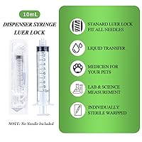 Vista 2 de Paquete de 100 jeringas Luer Lock de 0.3 fl oz con tapa, jeringa de 10 cc sin aguja para líquido, envuelta esterilizada individual