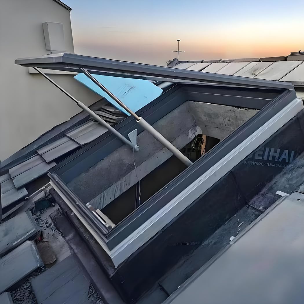 Roof Window And Skylight Basement Daylighting Door Multi-angle Roof Viewing Aluminium Window Customized (800mm*800mm/31.49inch*31.49inch,Electric version)