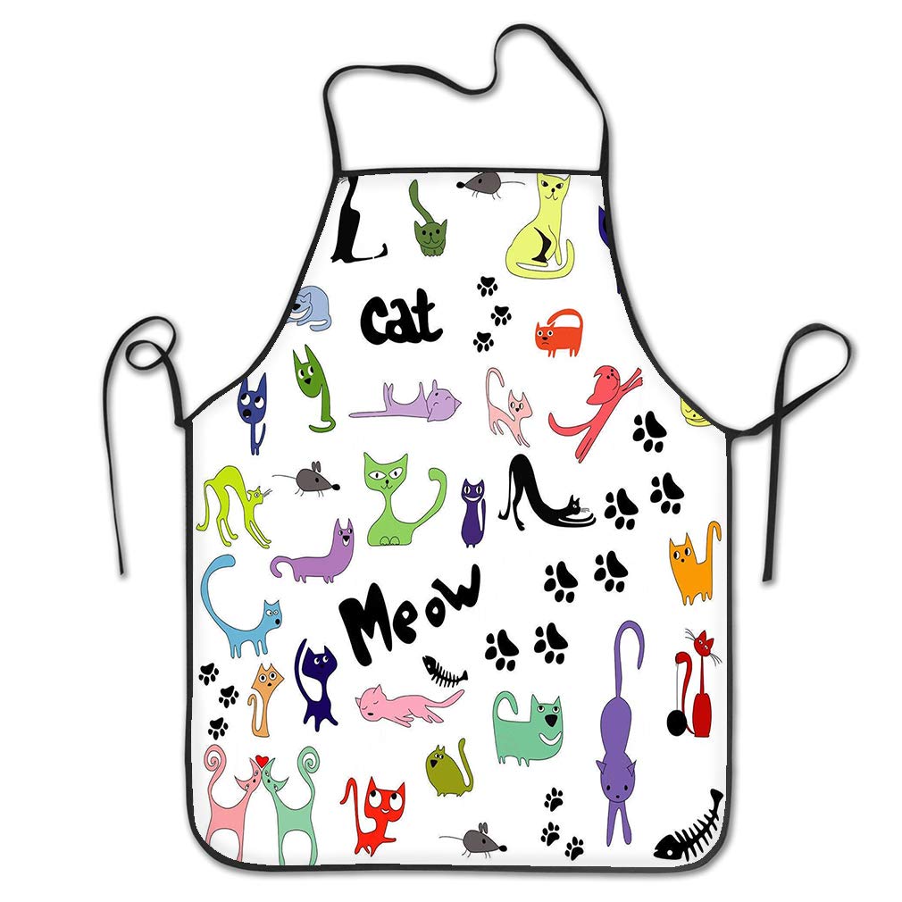 Funny Personality Apron set cats cartoon color Cool Chef Kitchen Aprons 20.4 28.3 inch