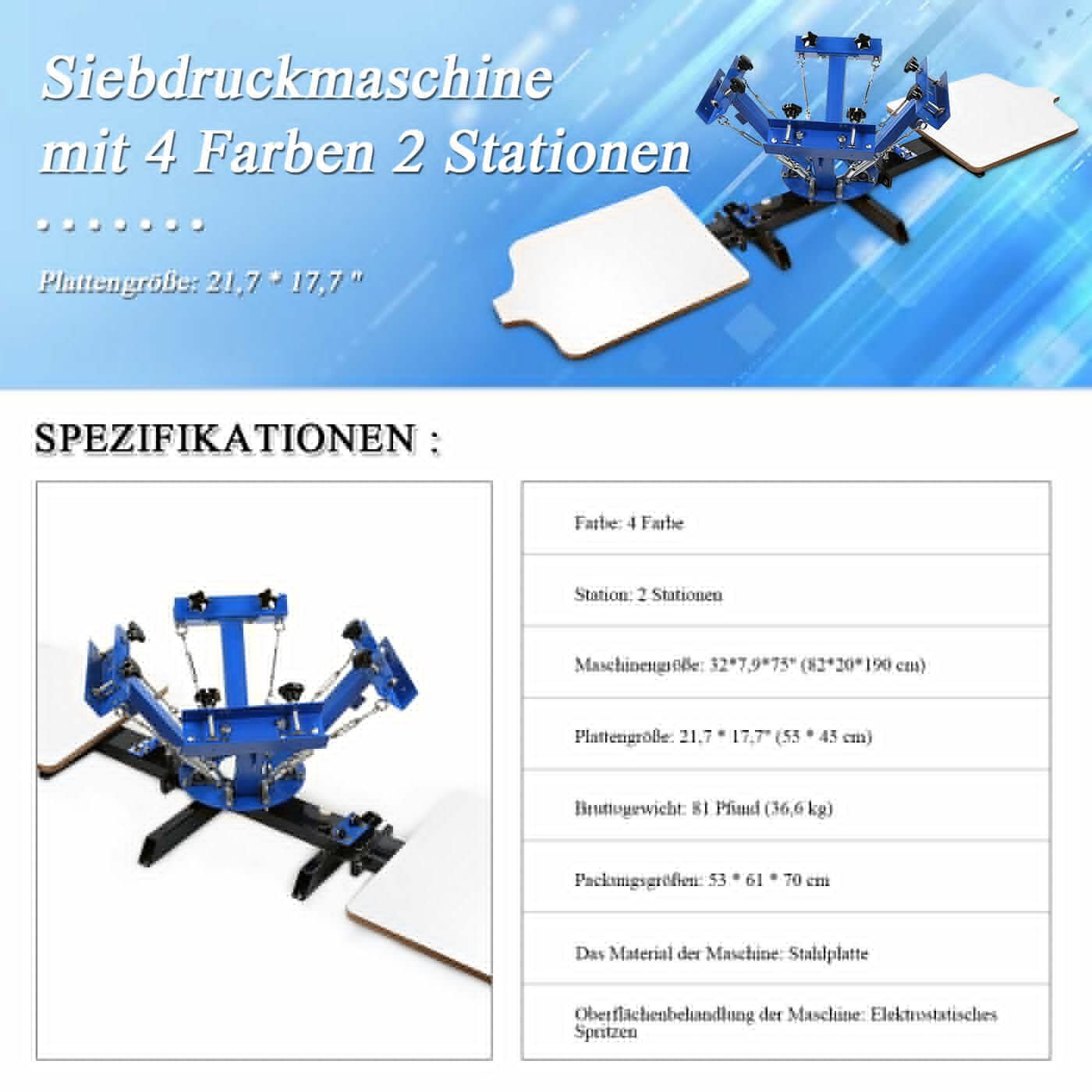SDKEHUI 4 Farbe 2 Station Siebdruckmaschine, Siebdruck T-Shirt Printer, Textildruck DIY Kreatives Design,Kissenbezüge, Taschen, Vliesstoffbeutel