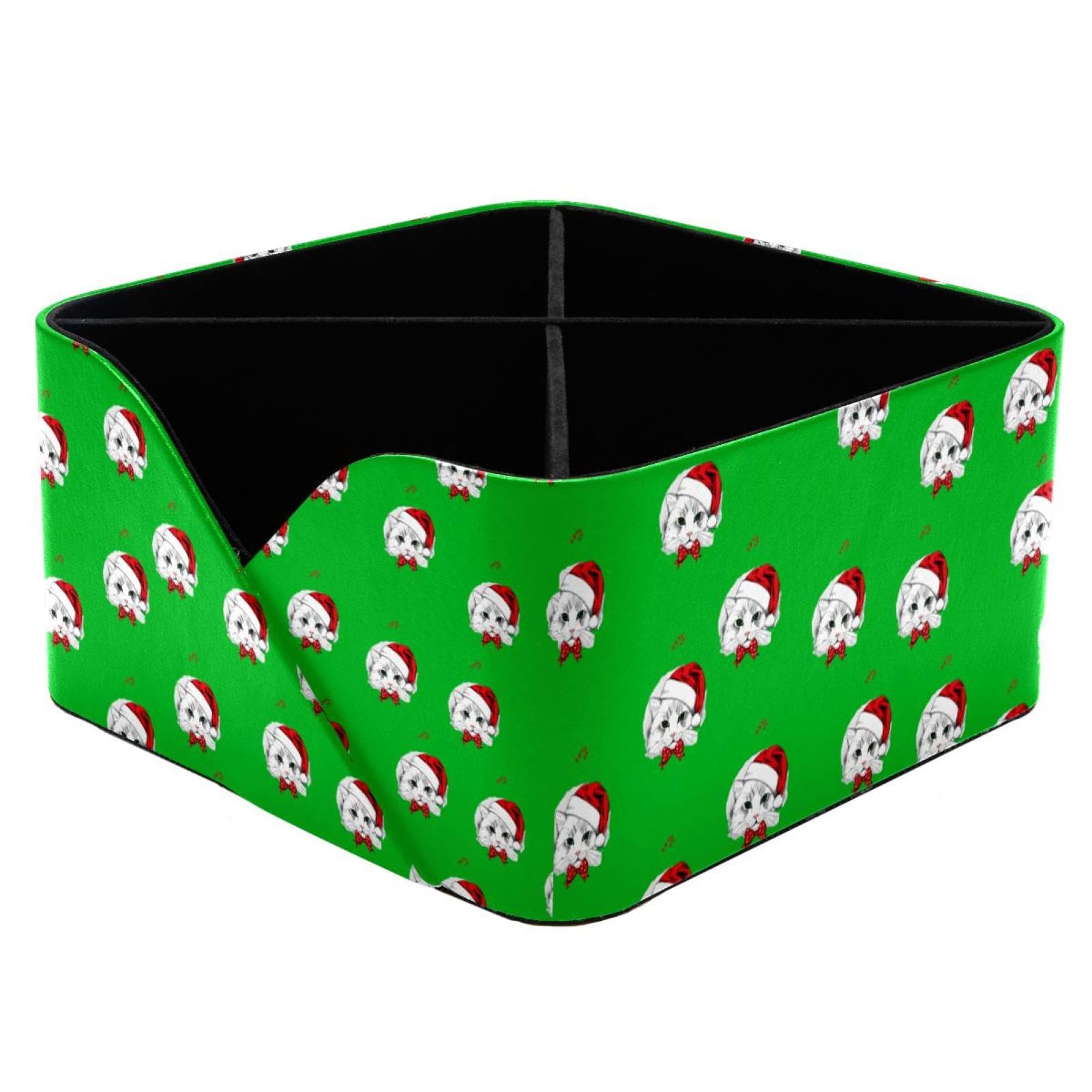Porte-crayons chat de Noël avec chapeau rouge, cadeau de bureau