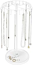 QWORK® Expositor de Joyero Giratorio con 23 Ganchos, Cuelga Collares, Pendientes, Pulseras, color blanco