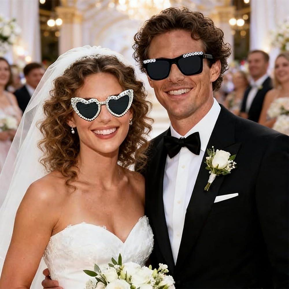 2 Pezzi Occhiali Divertenti Donna Festa Compleanno Uomo Occhiali Cuore da Sole a Forma di Cuore per Feste di Matrimonio Occasioni Festive Coppie Accessori Fotografia Divertente