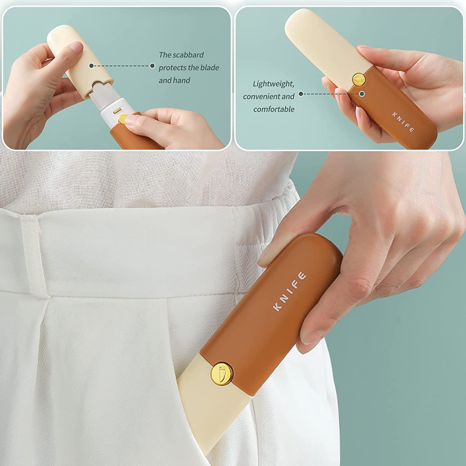 Piyudaa 2 in 1 Knife Stainless Steel Portable Knife Peeler Set Vegetable Peeler Fruit Peeler for Office Kitchen Camping Hiking 2
