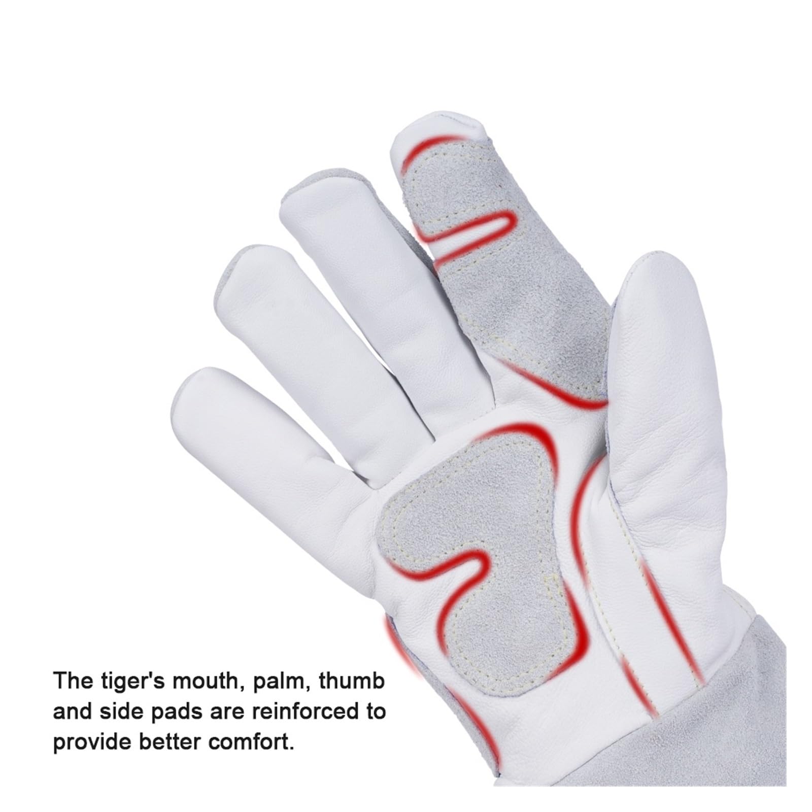 Guantes Soldador Guantes de soldadura cuero resistentes al calor for soldar/cocinar/barbacoa guantes trabajo seguridad protectores blancos y grises