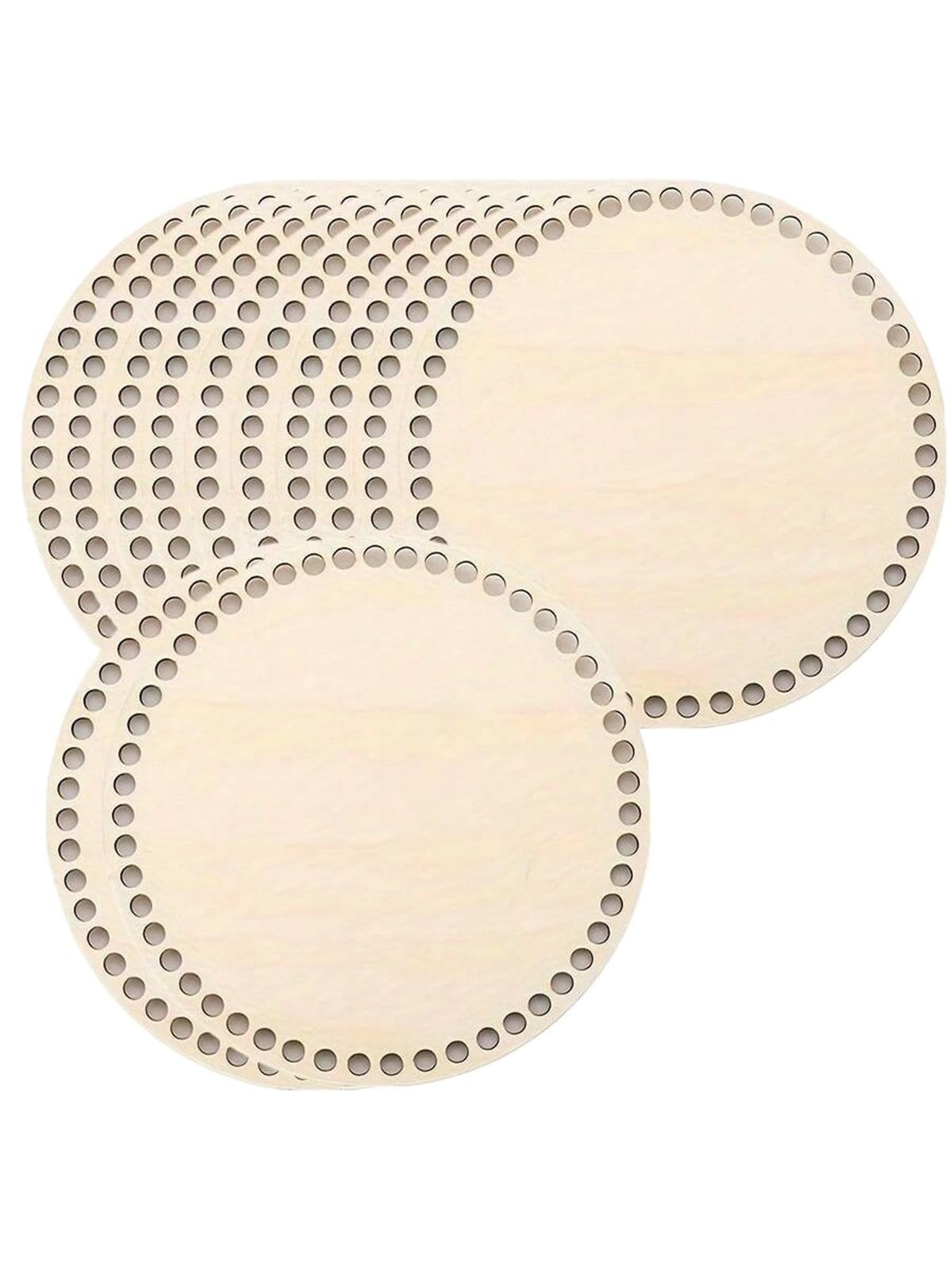 Xinglongs Wooden Basket Bottom 48pcs Wooden Crochet Basket Bottom with Pre-drilled Round Woven, Suitable for DIY Crafts and Handmade Storage Baskets(12pcs)