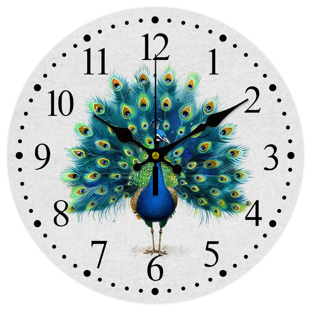 Horloge Murale Paon Silencieuse CHGCRAFT pour Supprimer le Bruit