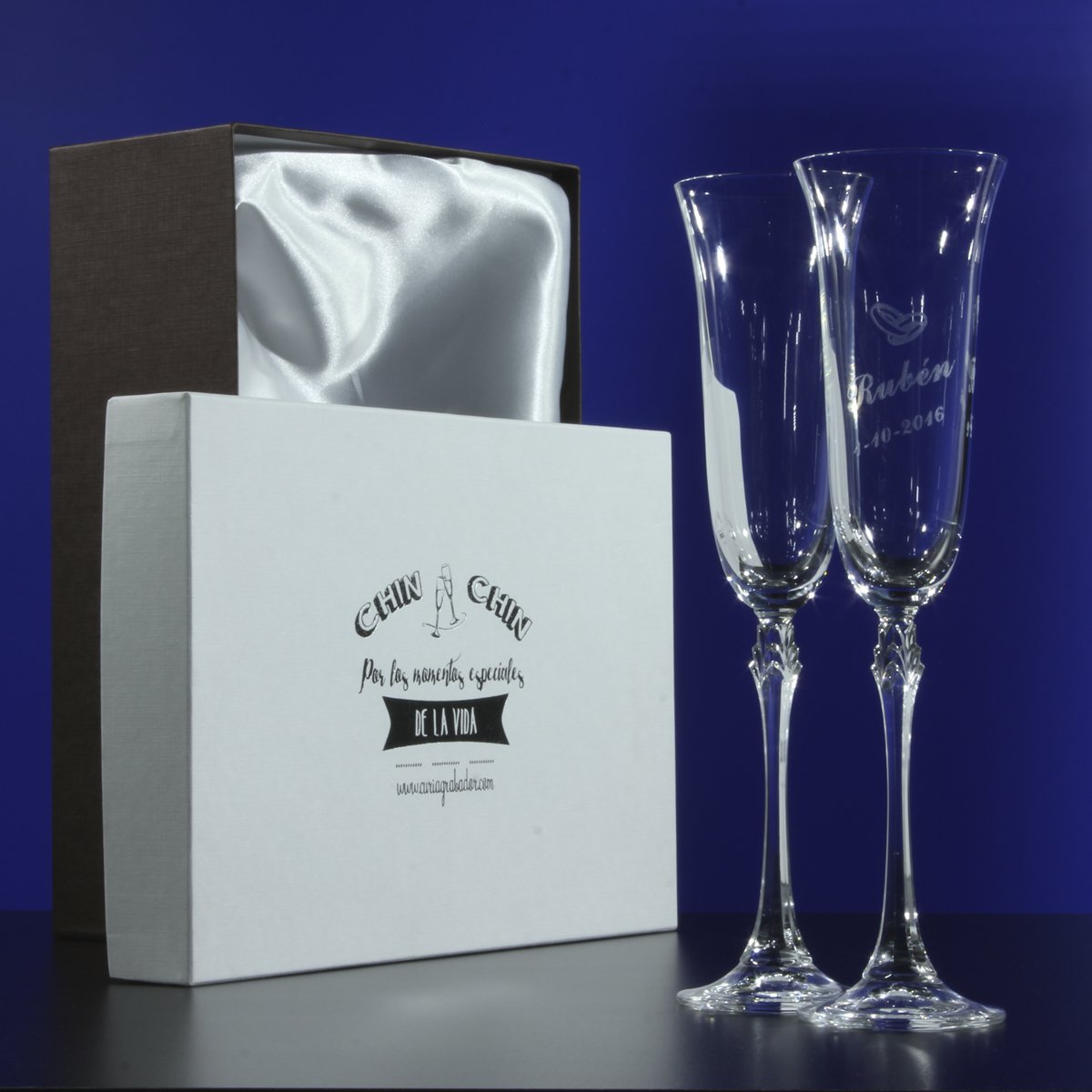 Curia Grabador Copas de Boda en Estuche grabadas
