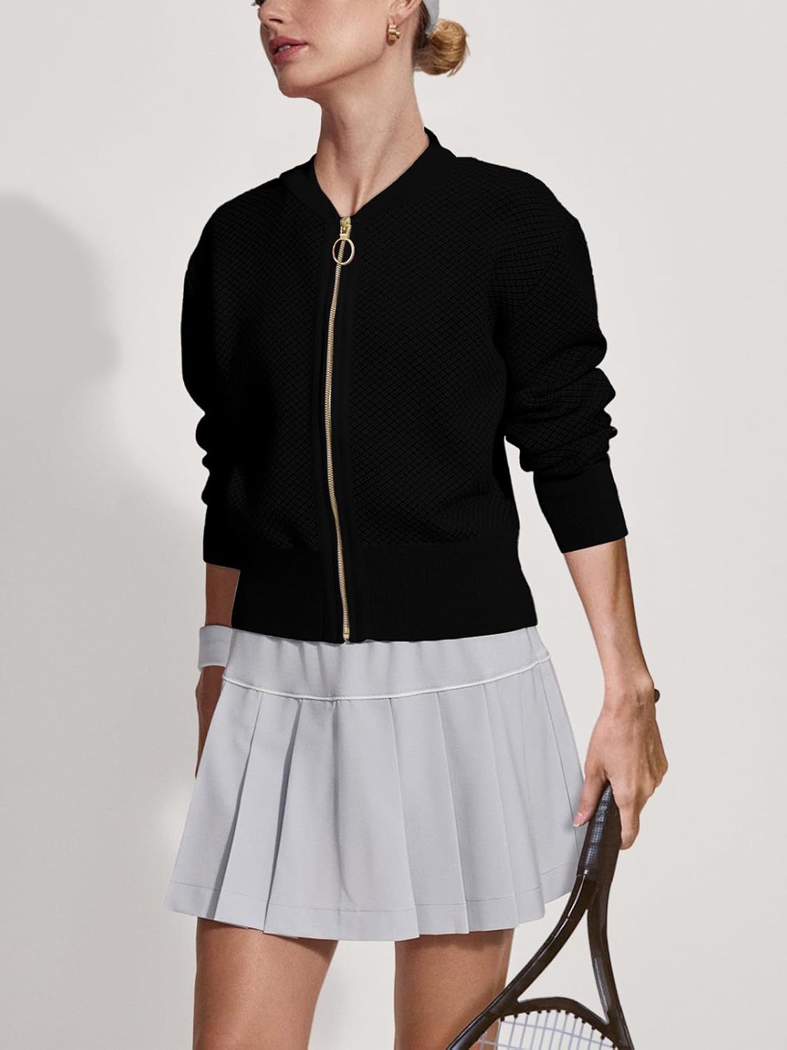 SuperPrity Womens Cardigan Sweaters Long Sleeve Zip Up Lightweight Knit Jacket Casual Baseball Coat 2024 Trendy Fall Clothes - Image 4